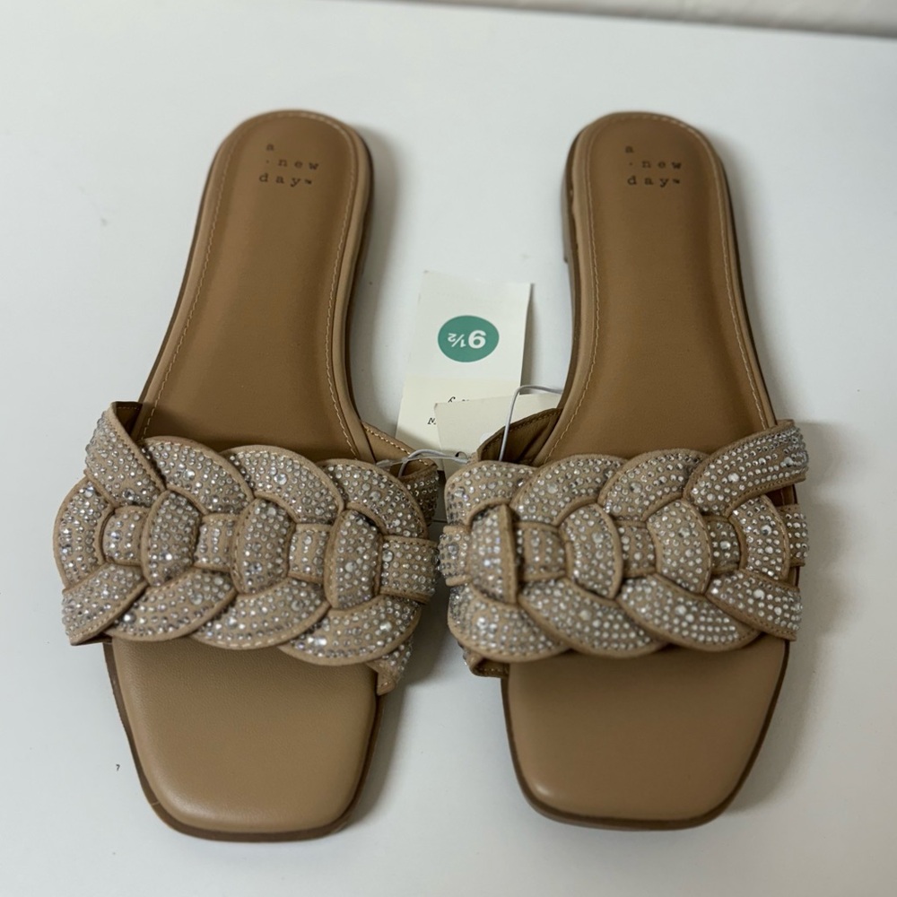 NWT Women's Maggie Rhinestone Slide Sandals - A New Day Silver - Picture 8 of 8